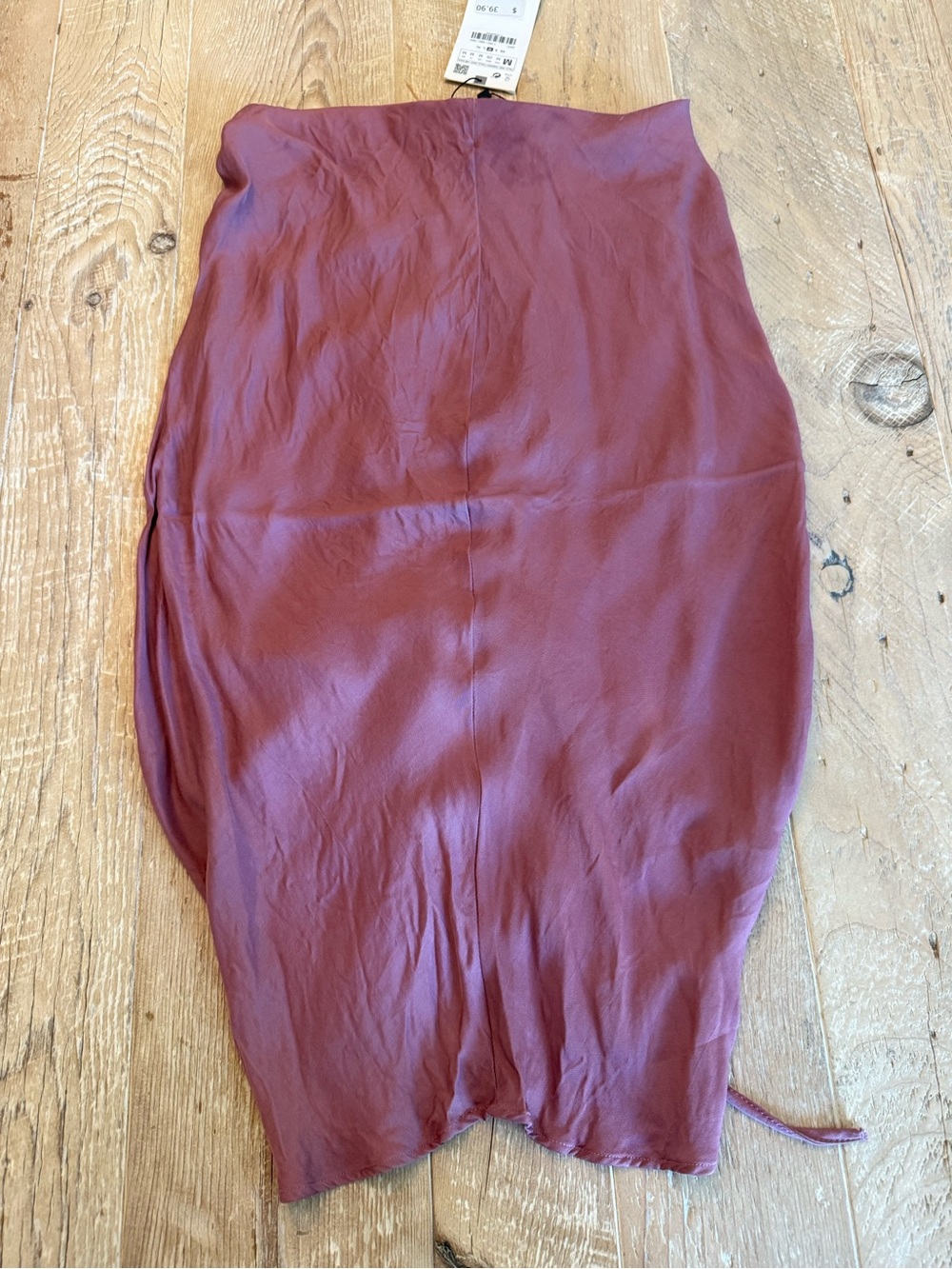 ZARA Dusty Mauve Ruched Drawstring Midi Skirt - Picture 4 of 6